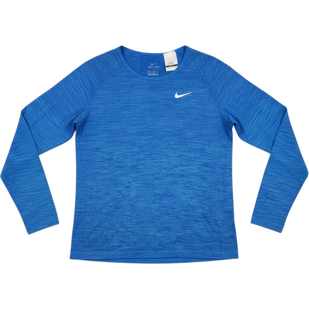 Nike Dri-FIT Women Blue Space Dye Long Sleeve Running Shirt Large Athleisure Gym